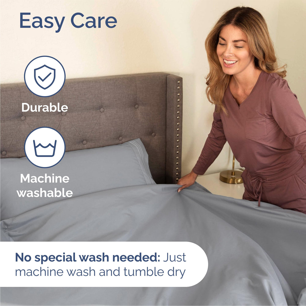 CGK Unlimited Brushed Microfibre Sheet Set, Queen, Steel Blue