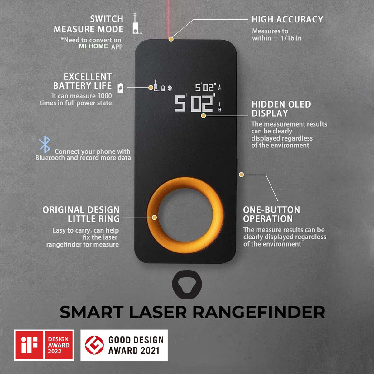 HOTO Laser Measuring Tool, 98Ft, USB-C Rechargeable, OLED Display