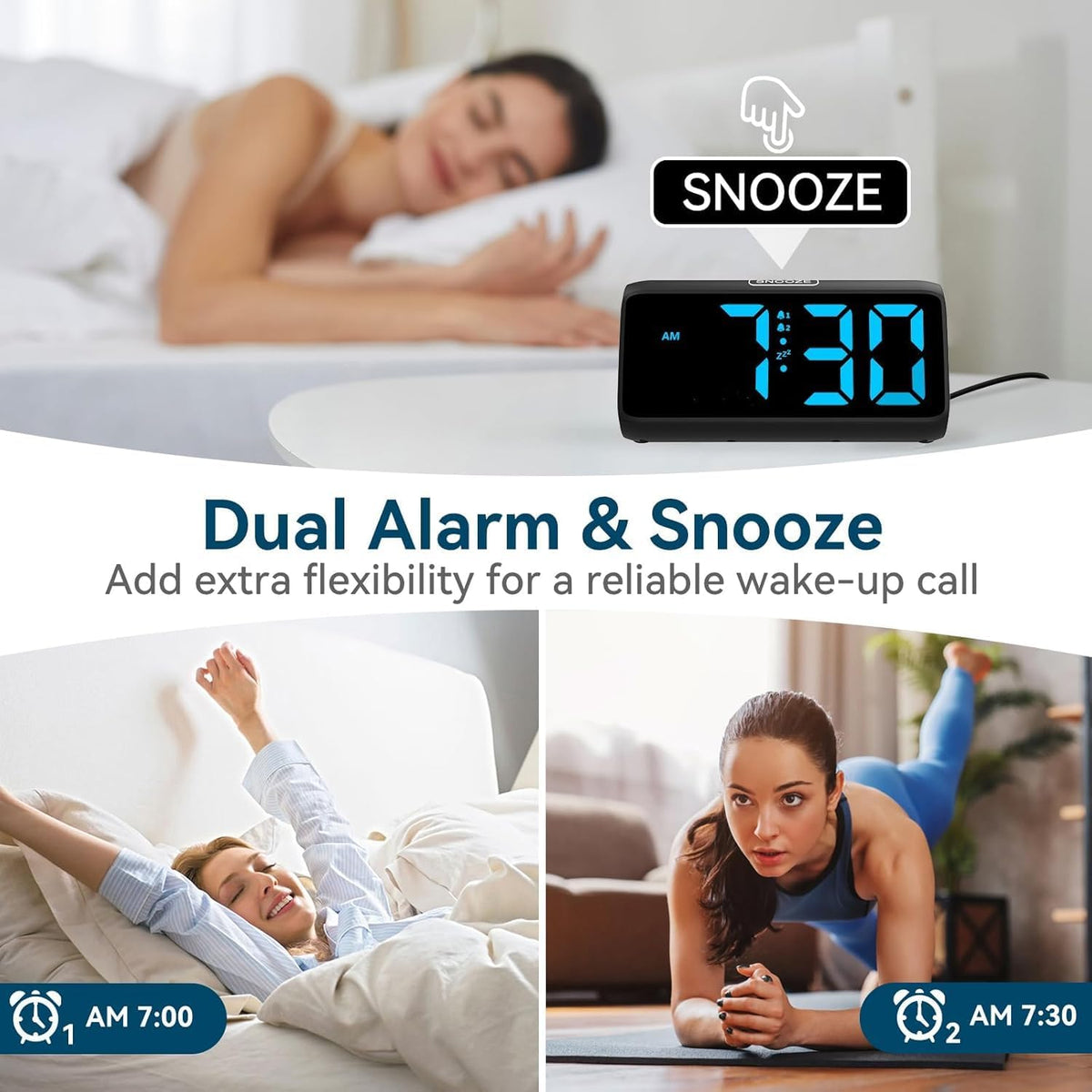 Netzu Loud Digital Alarm Clock with Dual Alarms