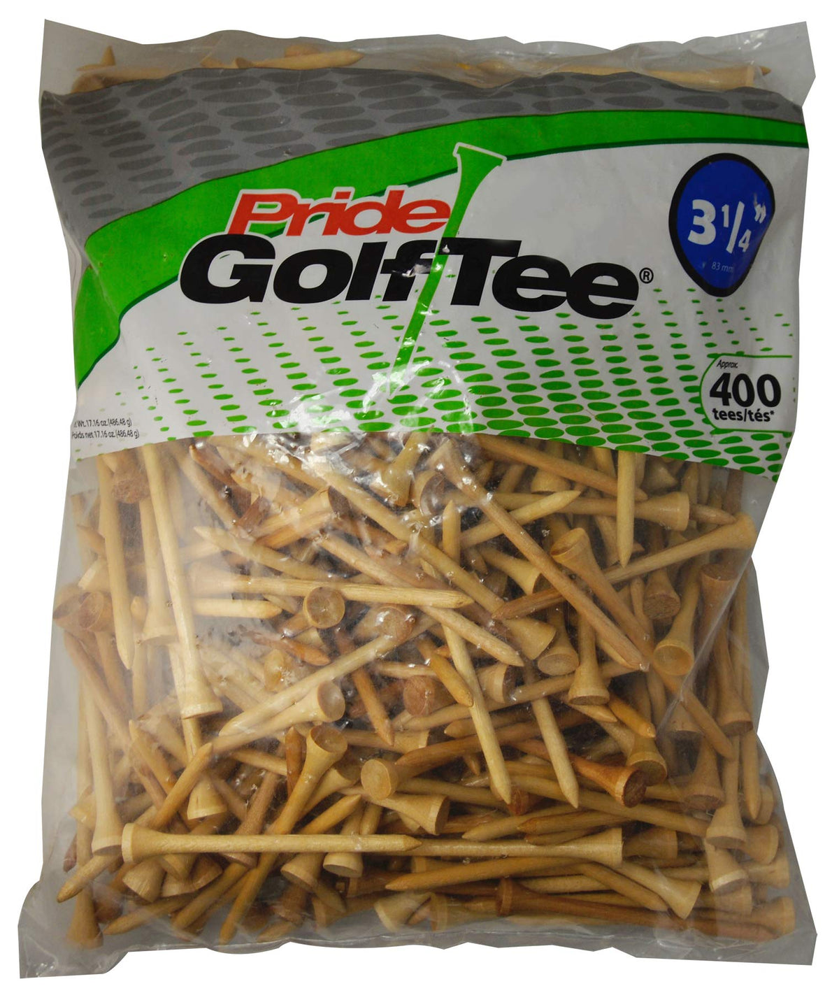 Pride Golf Tee Deluxe, 3-1/4-Inch, Natural, 400 Count