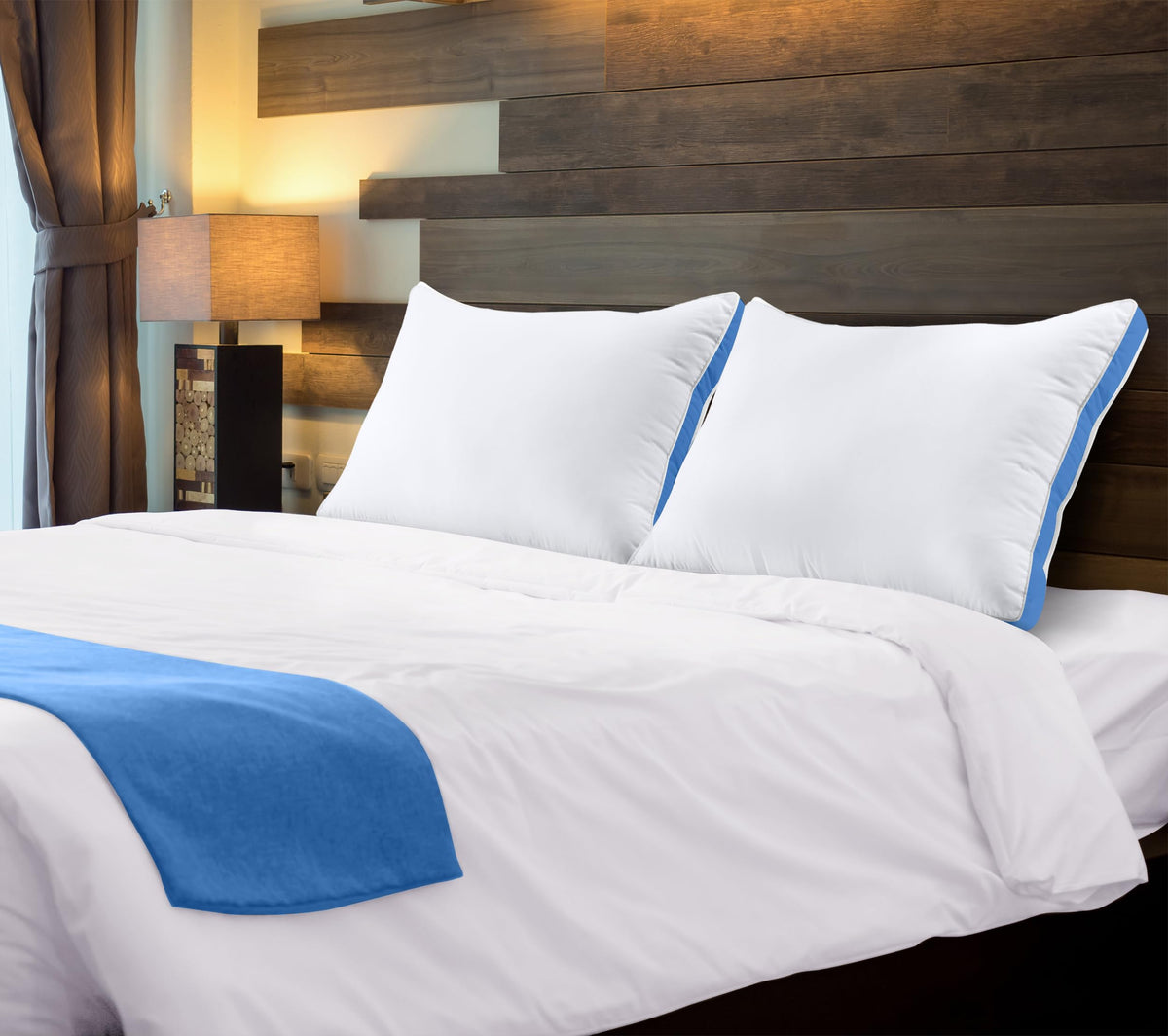 Utopia Bedding Gusseted Bed Pillows, Queen, Blue, Set of 2