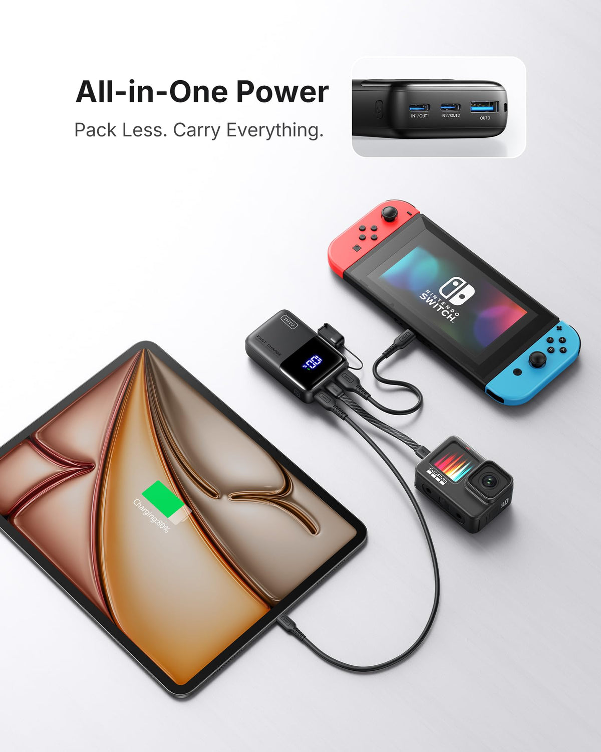 Iniu Mini Power Bank, 10000mAh, 45W Fast Charging, USB-C Cable