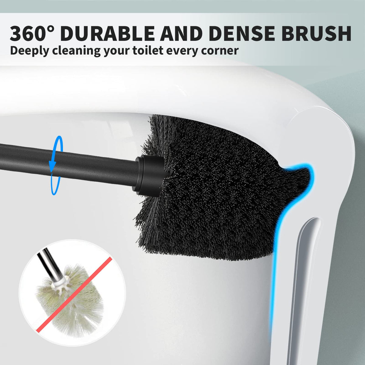 UPTRONIC Toilet Brush and Covered Holder Set, Black-01