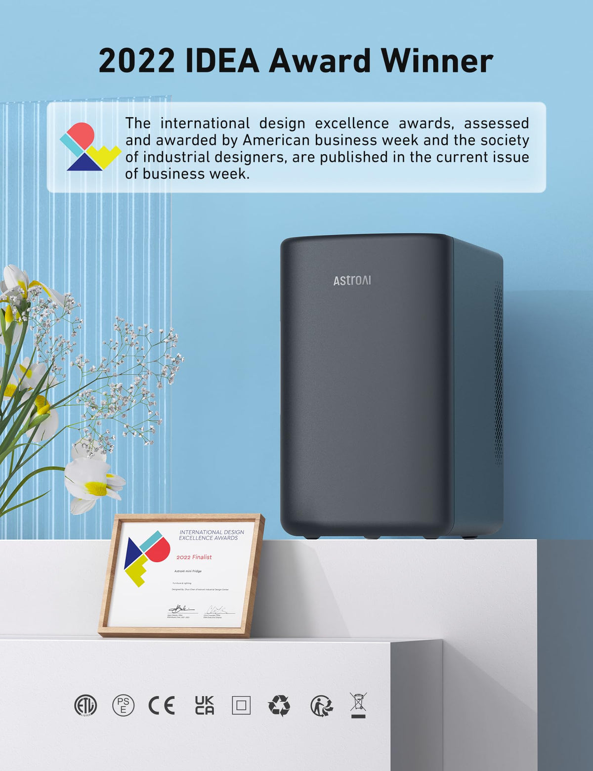 AstroAI Mini Fridge 2.0, 6 L, Dark Grey
