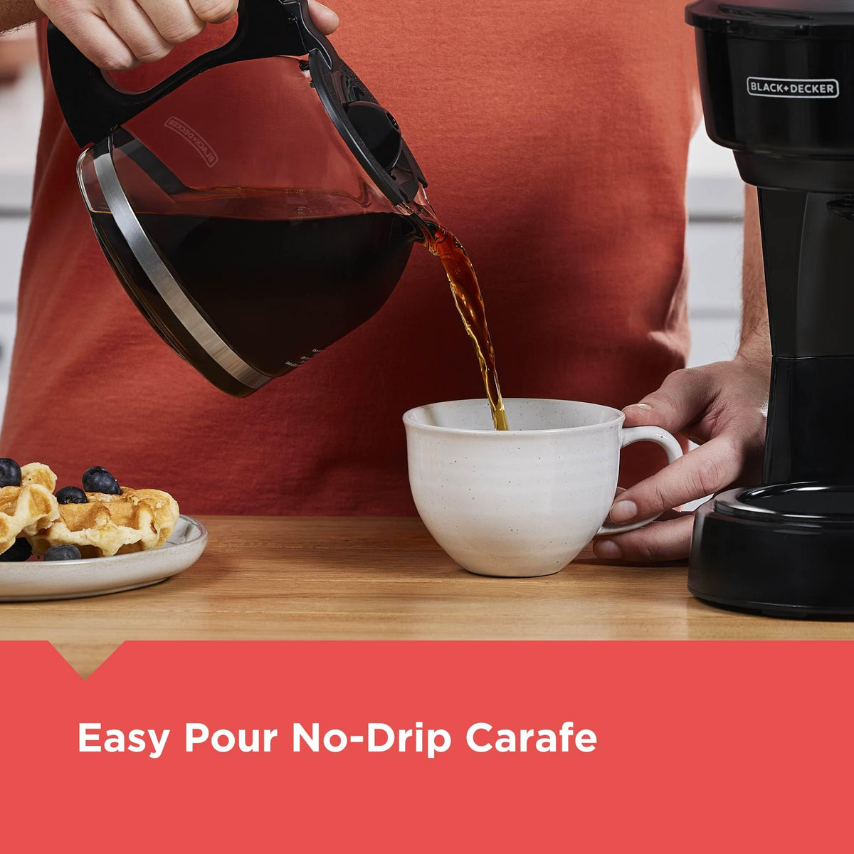 Black+Decker 12-Cup Coffee Maker with Easy On/Off Switch, Black