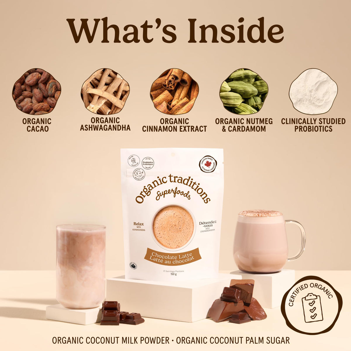 Organic Traditions Superfood Chocolate Latte Powder, 5.3oz