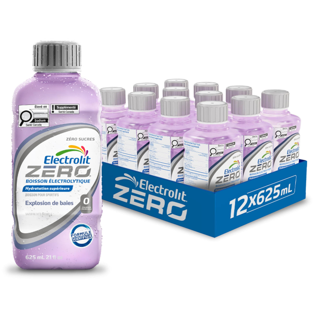 Electrolit Zero Hydration Drink, Berry Blast, 625ml, 12 Pack