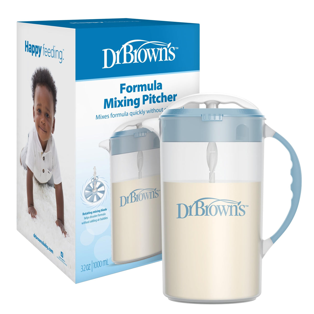 Dr. Brown's Baby Formula Mixing Pitcher, 32 oz, Blue