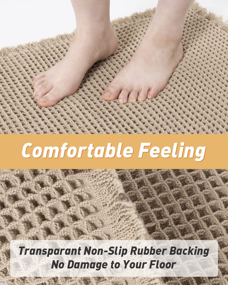 Rvolst Waffle Woven Bath Mat, Non Slip, Washable, 46x77cm, Brown