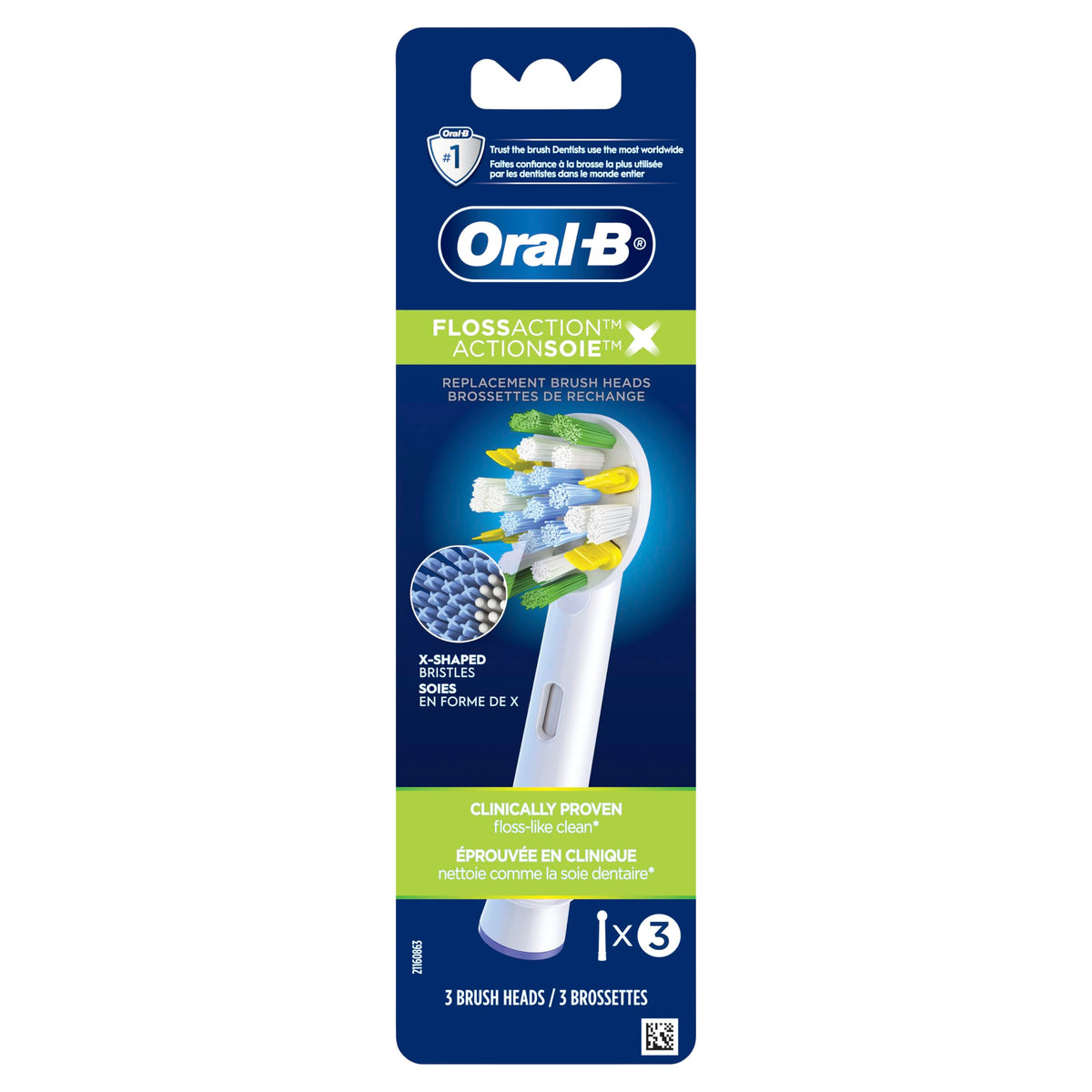 Oral-B FlossAction XFilaments Replacement Brush Heads, White, 3 Count