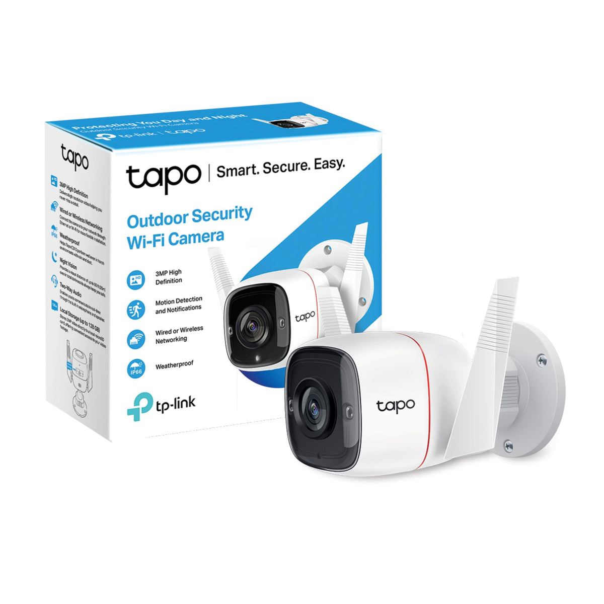 TP-Link Tapo 2K Outdoor Wired Security Camera, White
