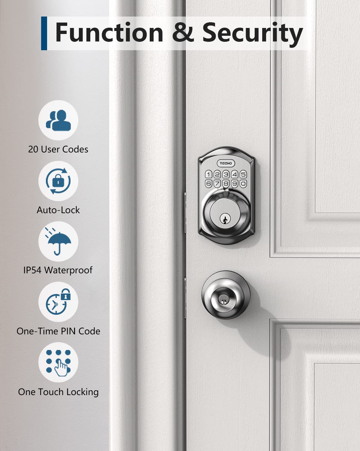 TEEHO TE001 Keypad Smart Deadbolt Lock, Satin Nickel