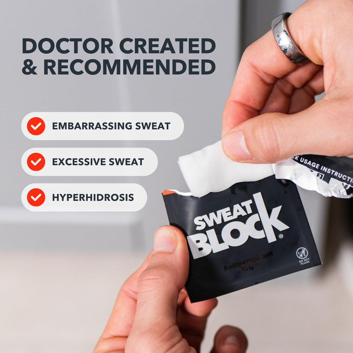 SweatBlock Antiperspirant Wipes, 10 Count