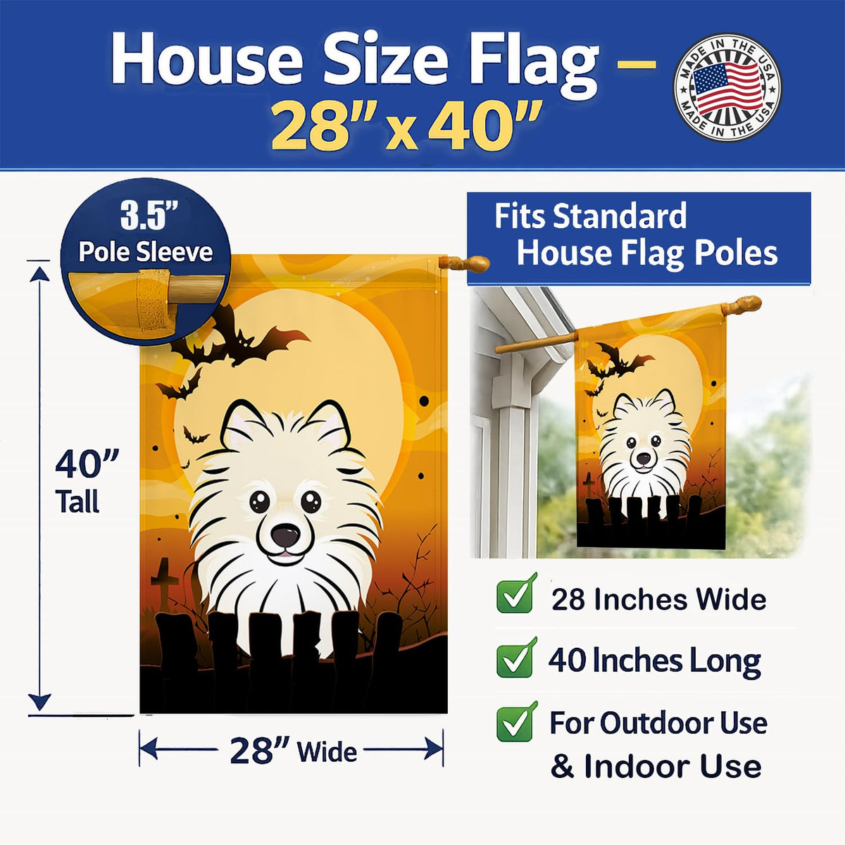 Caroline's Treasures BB1765CHF Pomeranian Canvas House Flag, Large