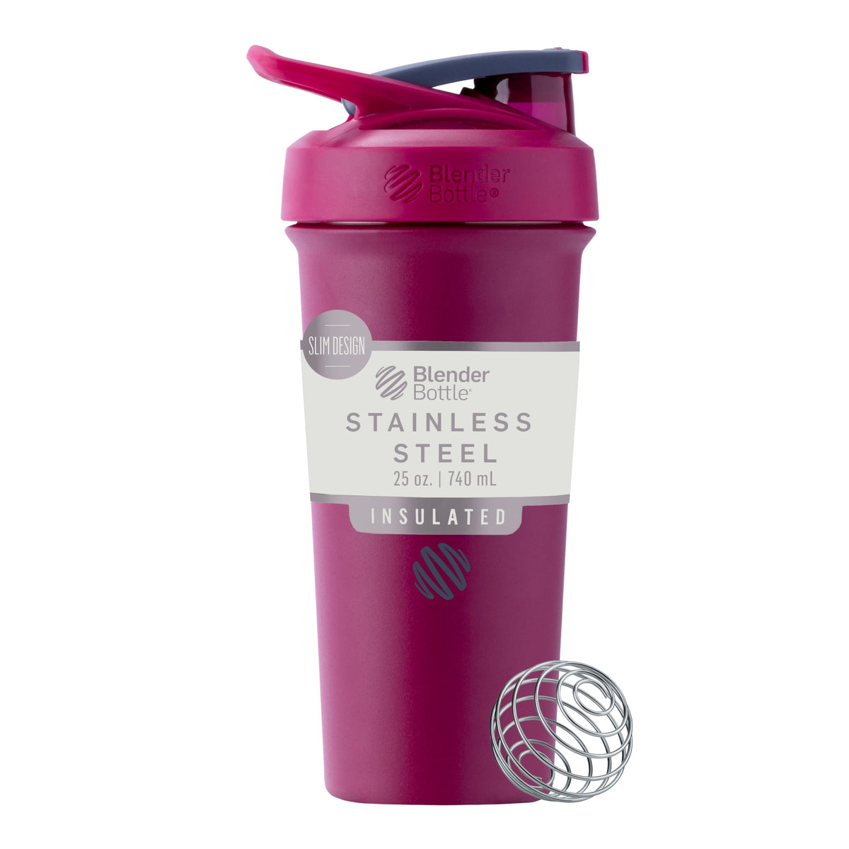 BlenderBottle Strada Insulated Shaker Cup, 25oz, Raspberry
