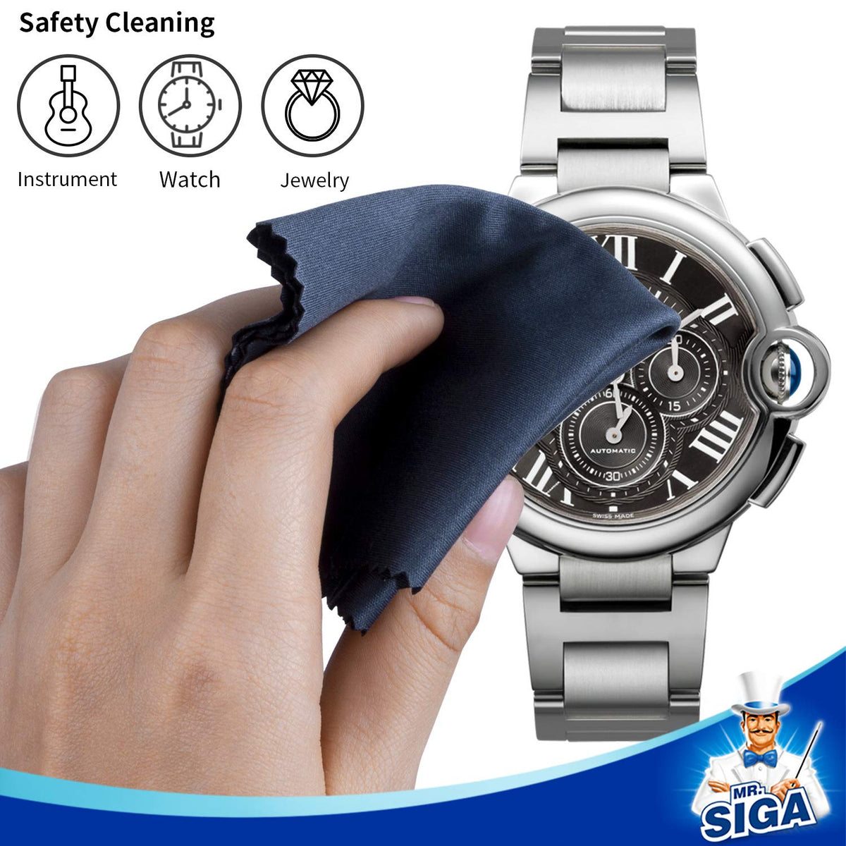 MR.SIGA Microfibre Lens & Screen Cleaning Cloths, 6 x 7 in, 6-Pack