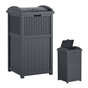 Suncast 33 Gallon Wicker-Style Hideaway Trash Can, Cyberspace Grey