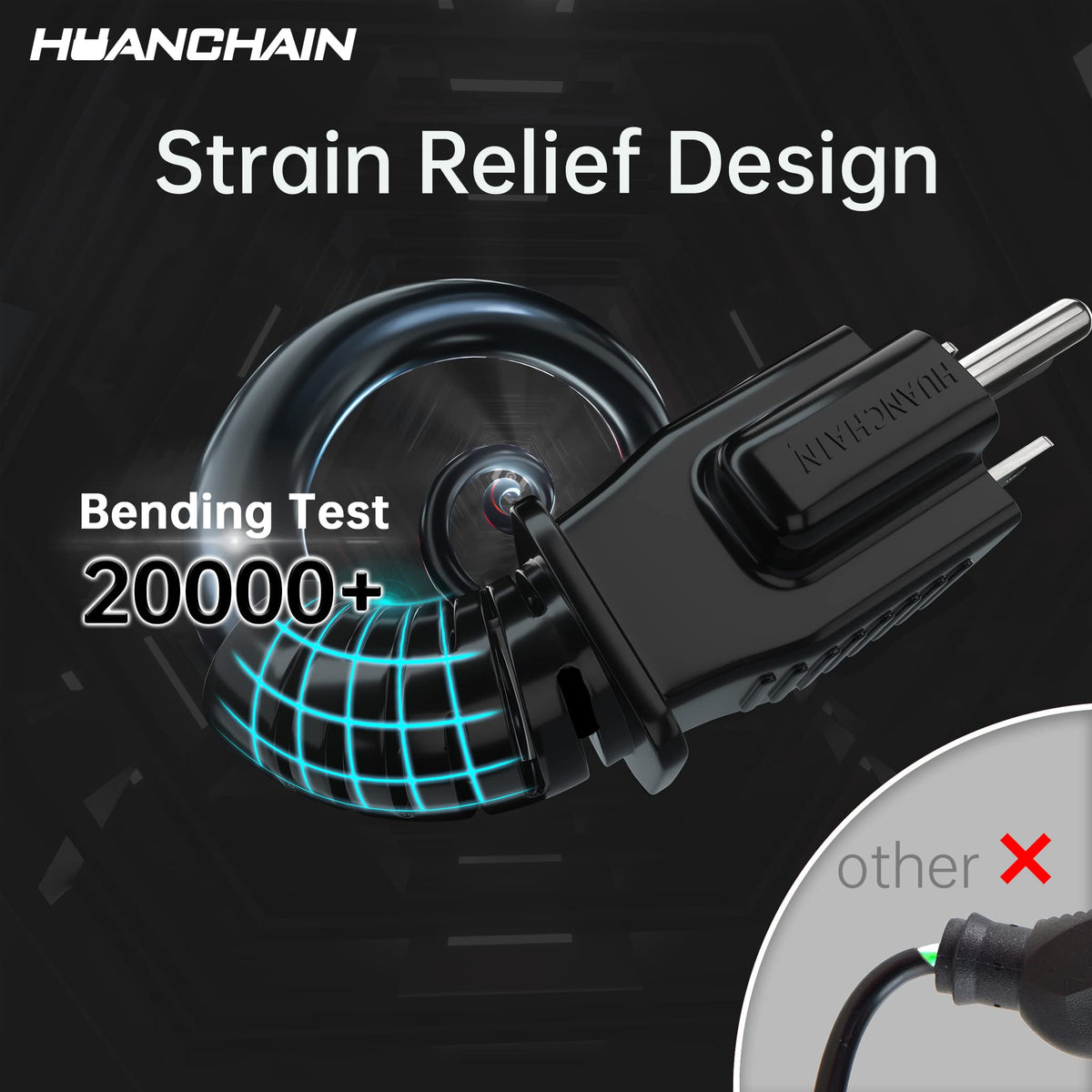 HUANCHAIN Indoor/Outdoor Extension Cord, 50 ft, 16/3, Black