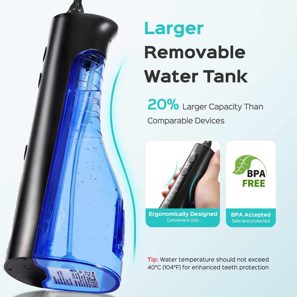 Coslus C50 Water Flosser for Teeth, 4 Modes, 4 Tips, Black