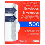 Top Flight PSTF10NWT #10 Security Envelopes, White, 500 Count