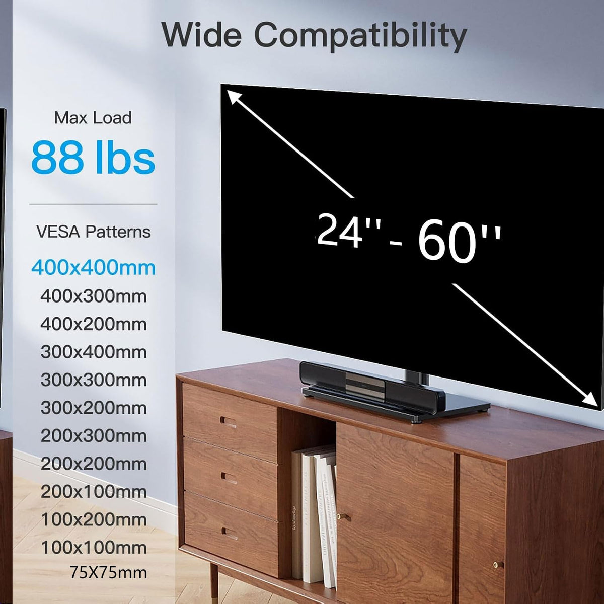 PERLESMITH Swivel Universal TV Stand for 24-60 Inch TVs (PSTVS09)