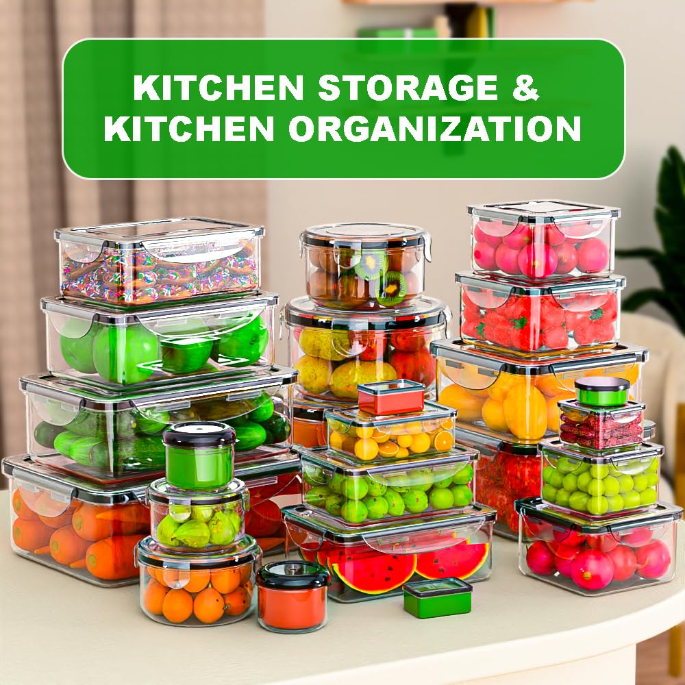 Airtight Food Storage Containers with Lids, 62 Pcs, 19400 ml