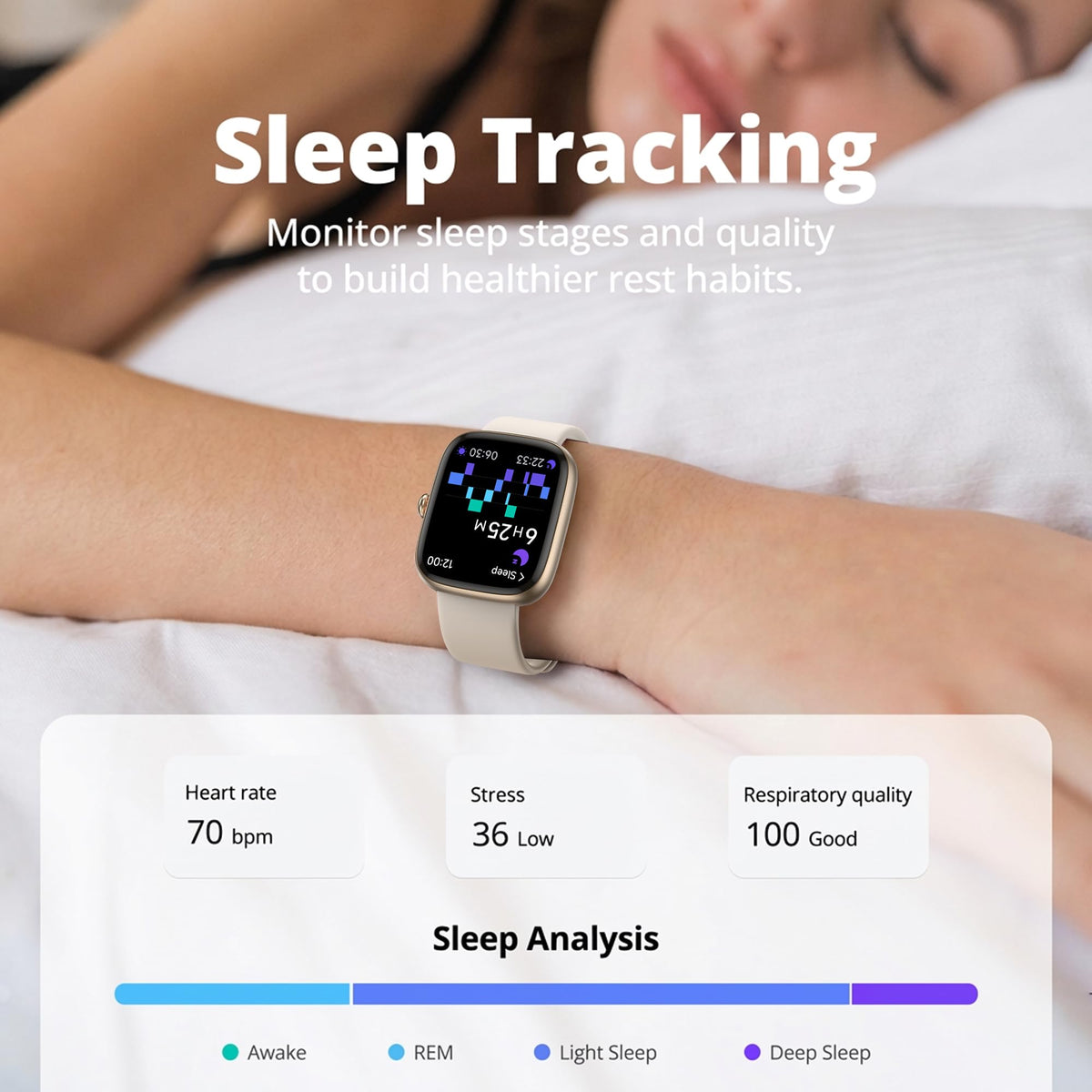 Fixwink 1.83-Inch Smart Watch with Calling, Gold