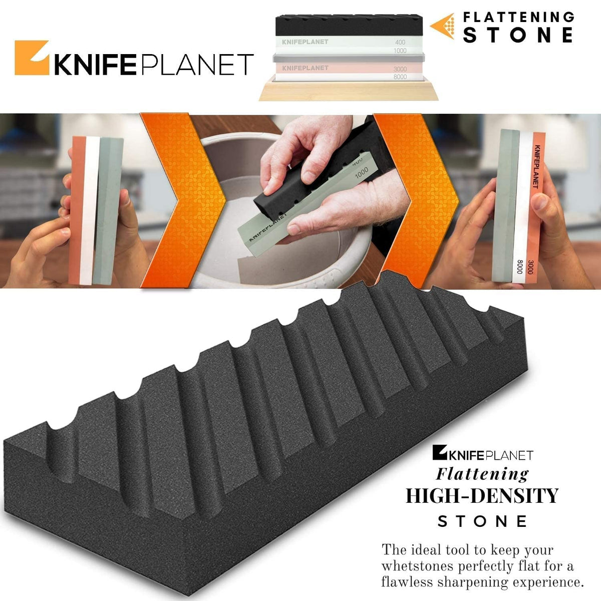 Knife Sharpening Stone Set, 400/1000 and 3000/8000 Grit