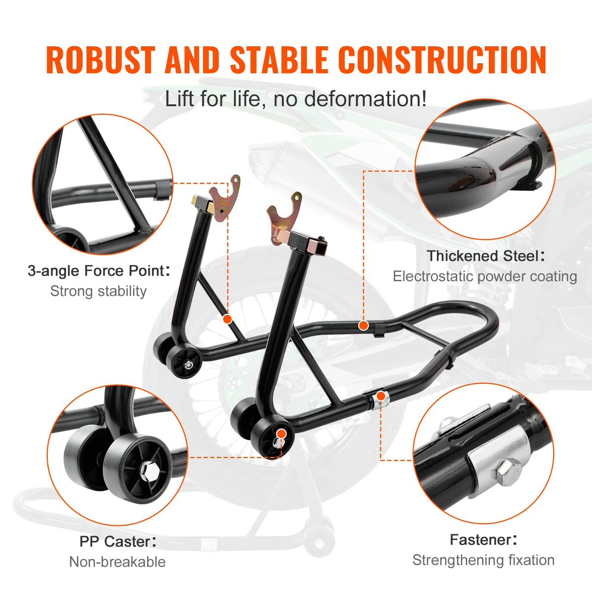 VEVOR Motorcycle Rear Wheel Stand, 850 lbs Capacity, Black