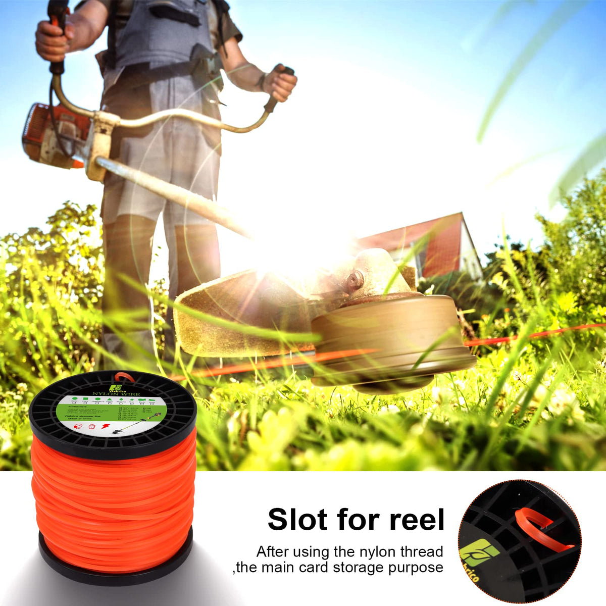 VIABRICO 0.080" Square Nylon Trimmer Line, 425 ft Spool