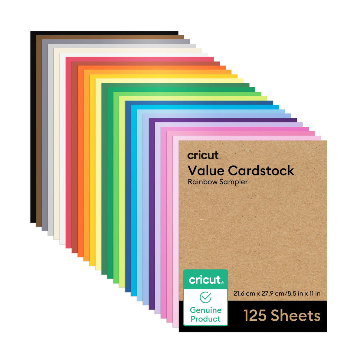 Cricut Value Cardstock Rainbow Sampler, 8.5 x 11 in, 125 Sheets