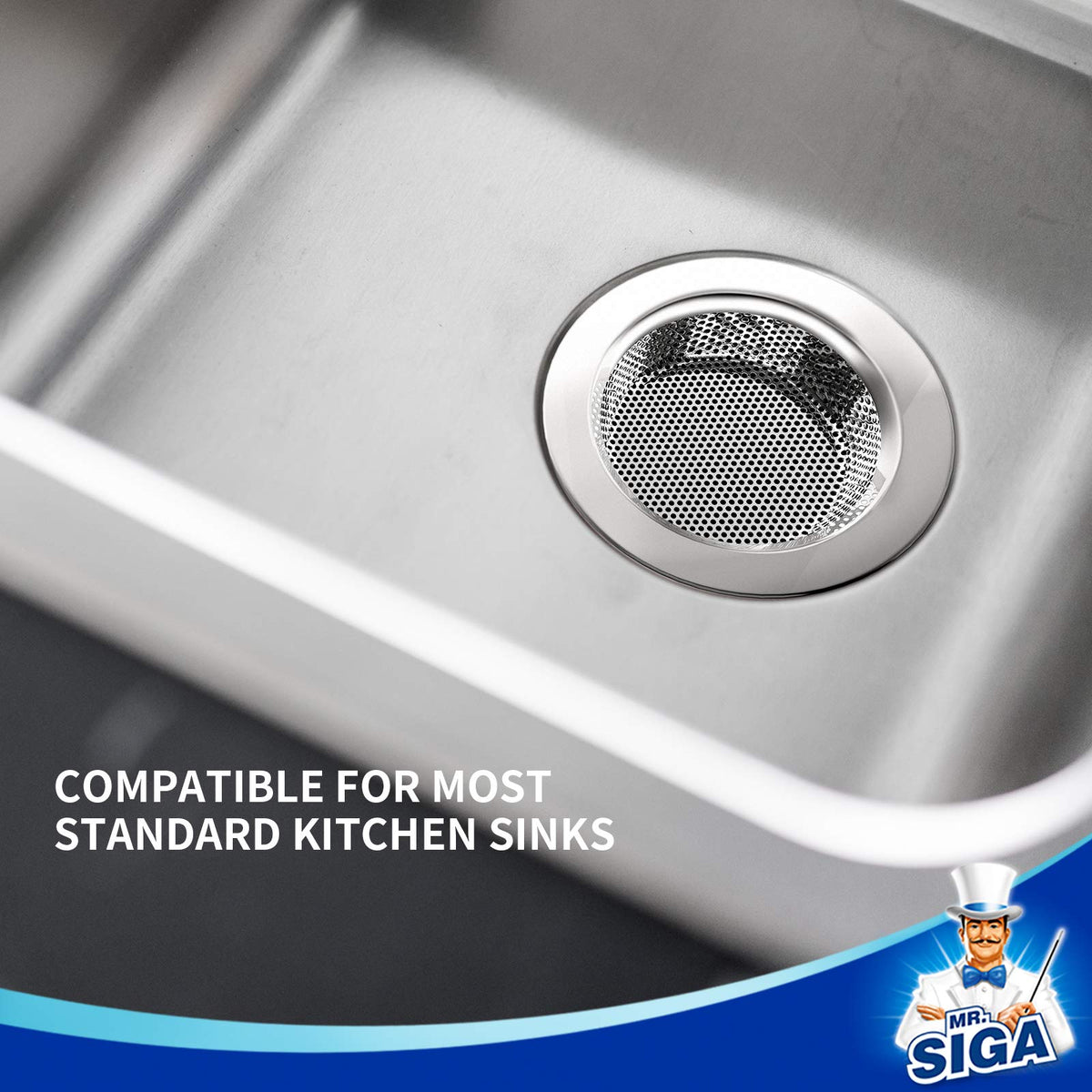 MR.SIGA Stainless Steel Kitchen Sink Strainer, 4.4" (3 Pack)
