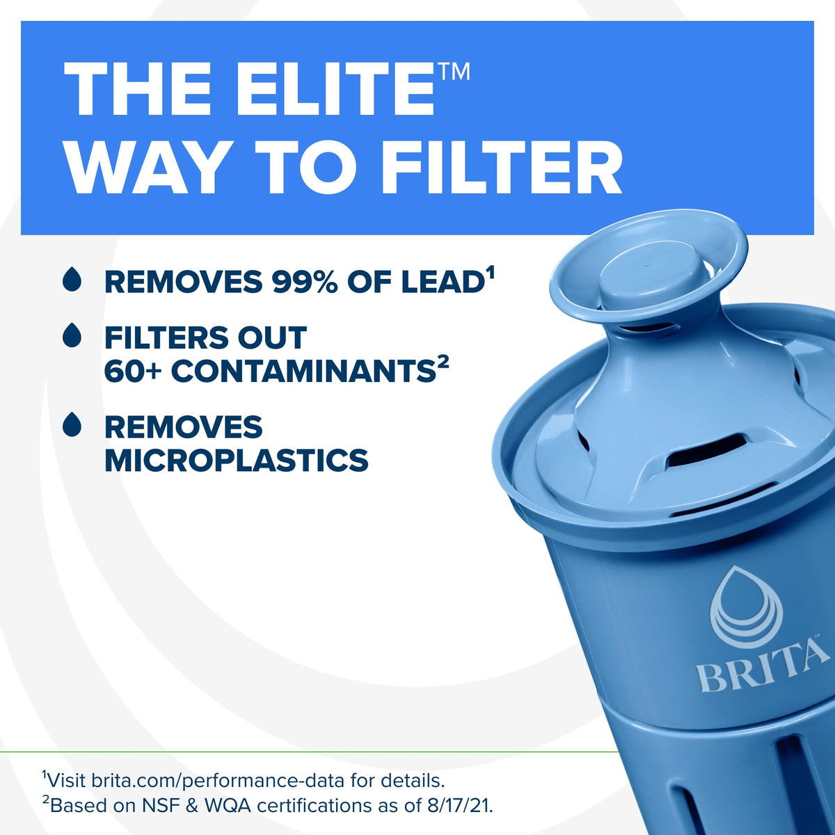 Brita 10 Cup Elite Filter Pitcher with Smart Light Indicator, Black
