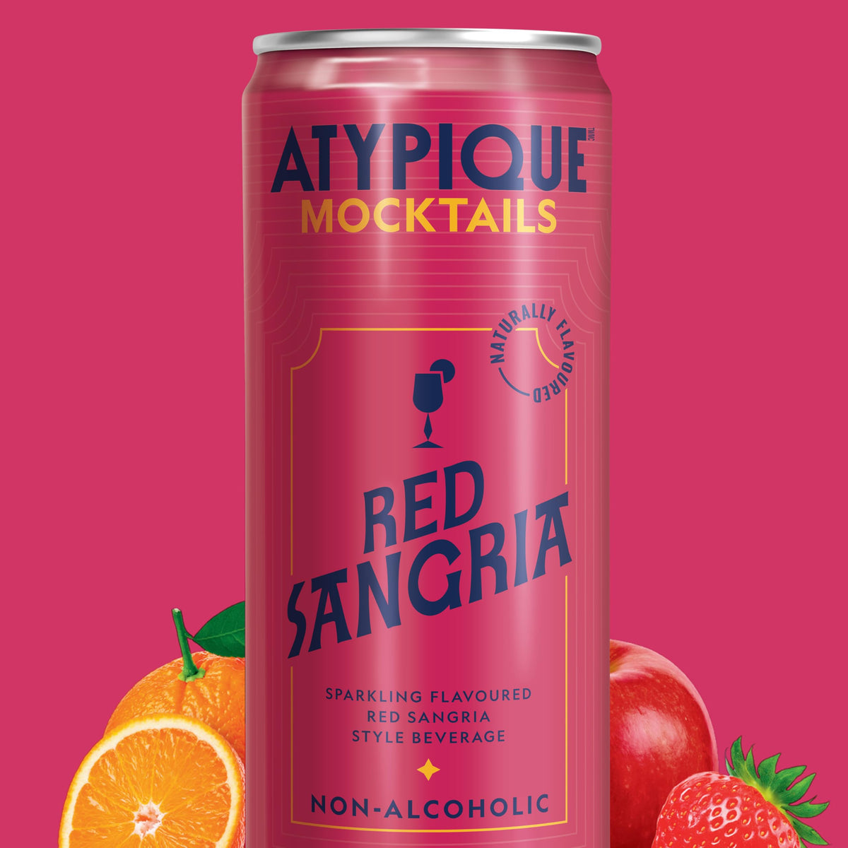 Atypique Mocktails Non-Alcoholic Cocktail, Red Sangria, 355 mL, 12 Ct