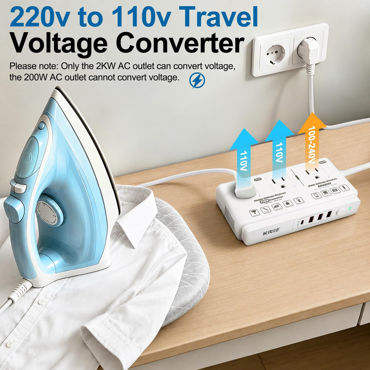 220V to 110V International Travel Voltage Converter