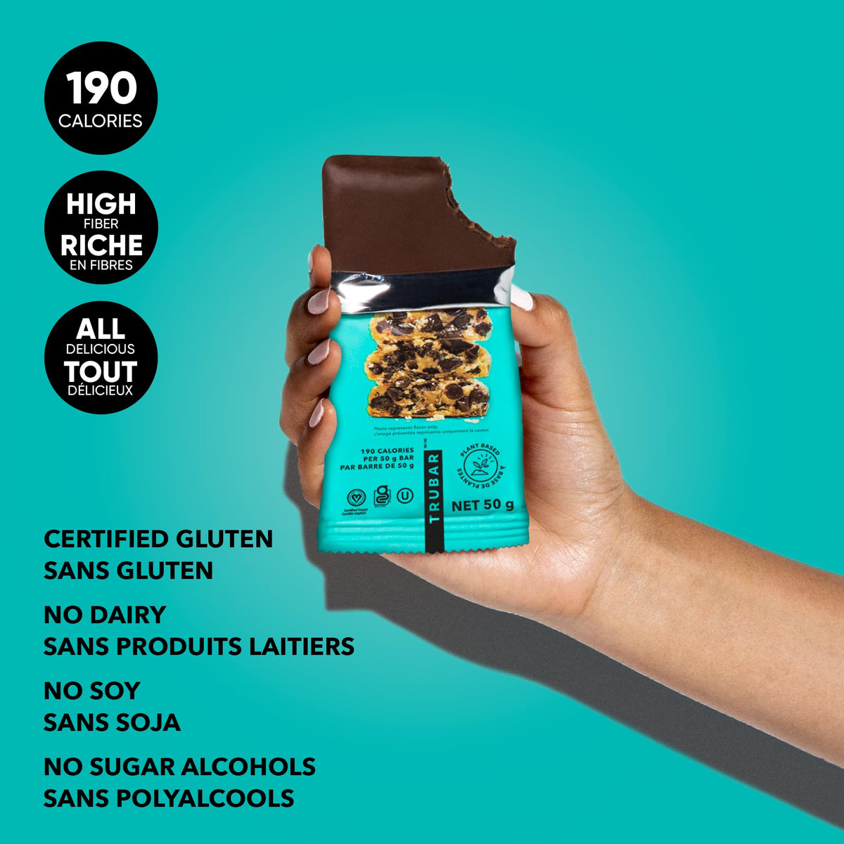 TRUBAR Vegan Protein Bars, Oh Oh Cookie Dough, 12 Count
