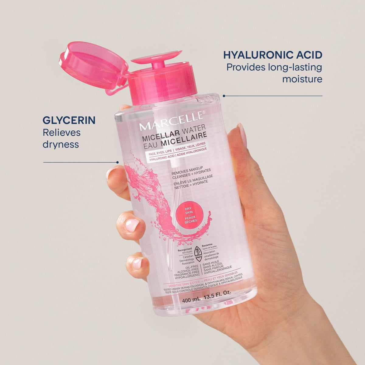 Marcelle Micellar Water for Dry & Sensitive Skin, 400 ml