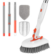 Setsail 3-In-1 Floor Scrub Brush, 52-inch Long Handle, 3 Brush Heads