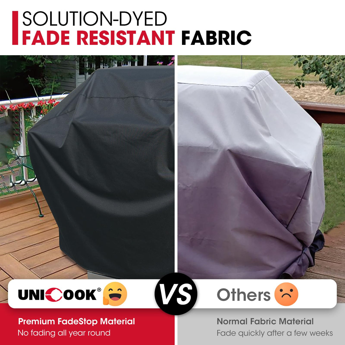 UNICOOK Heavy Duty Waterproof BBQ Cover, 55 in, Black