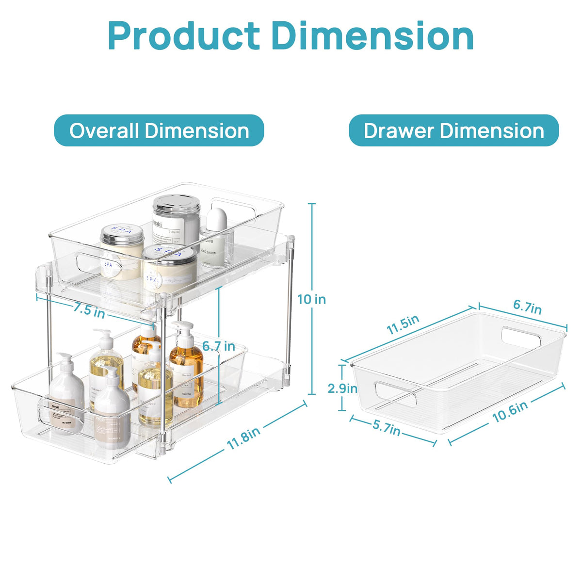 Vtopmart 2 Tier Clear Under Sink Organizers (2 Pack)