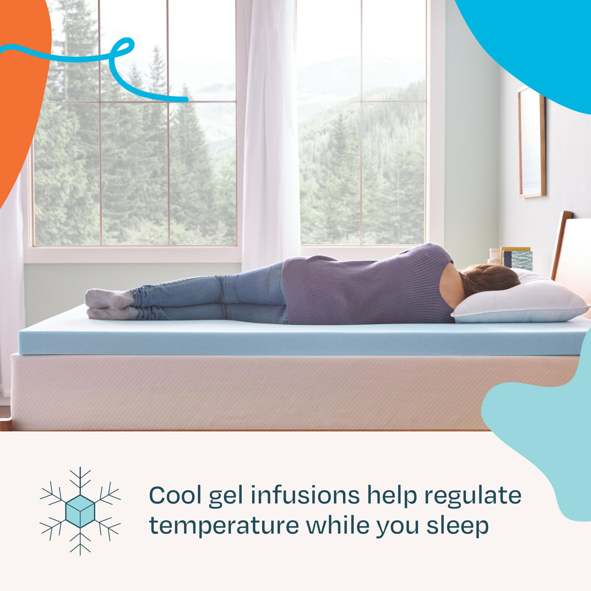 Linenspa 3 Inch Gel Memory Foam Mattress Topper, Queen
