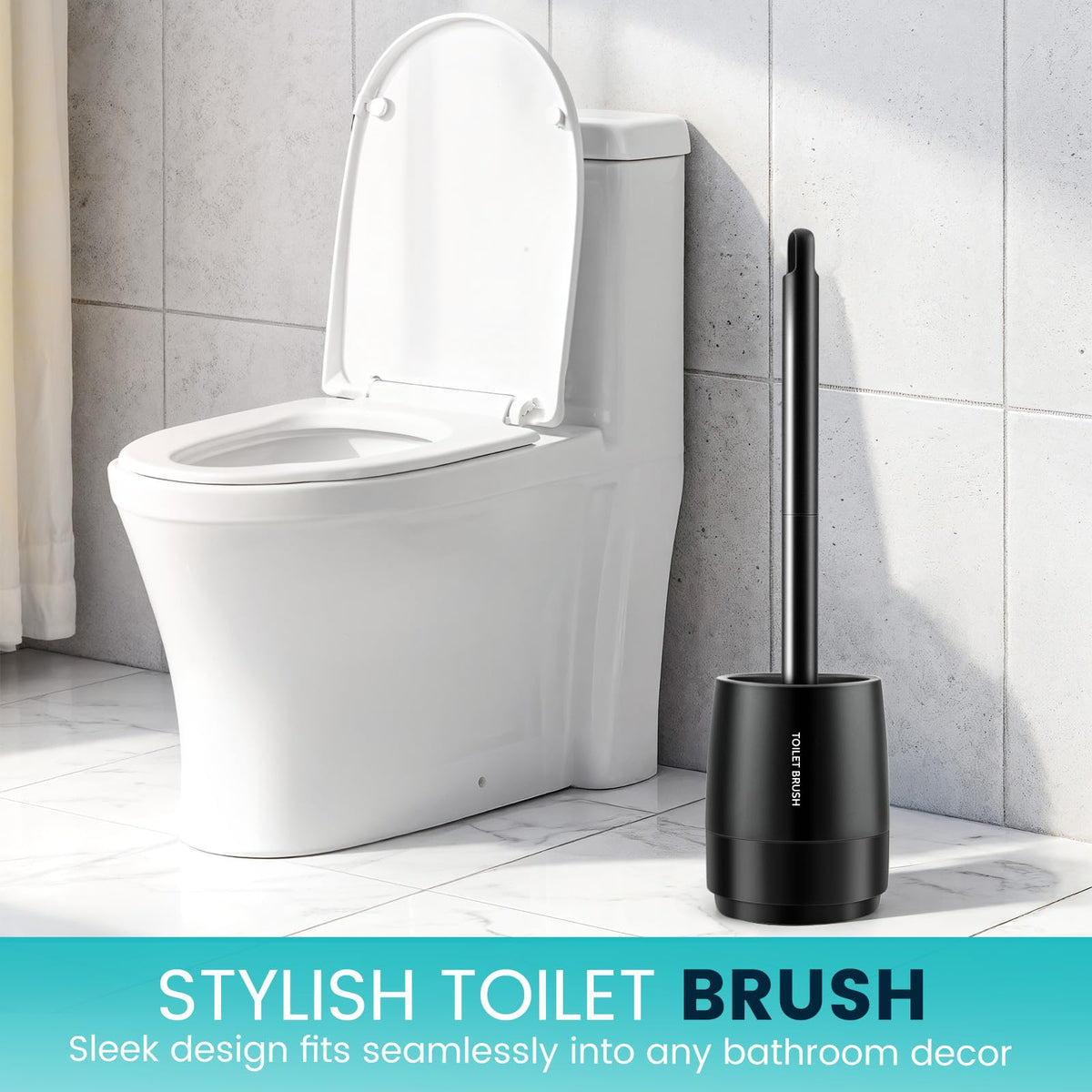 Toilet Bowl Brush and Holder, Black