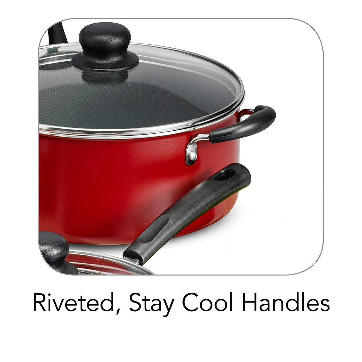 Tramontina PrimaWare 18-Piece Nonstick Cookware Set, Red