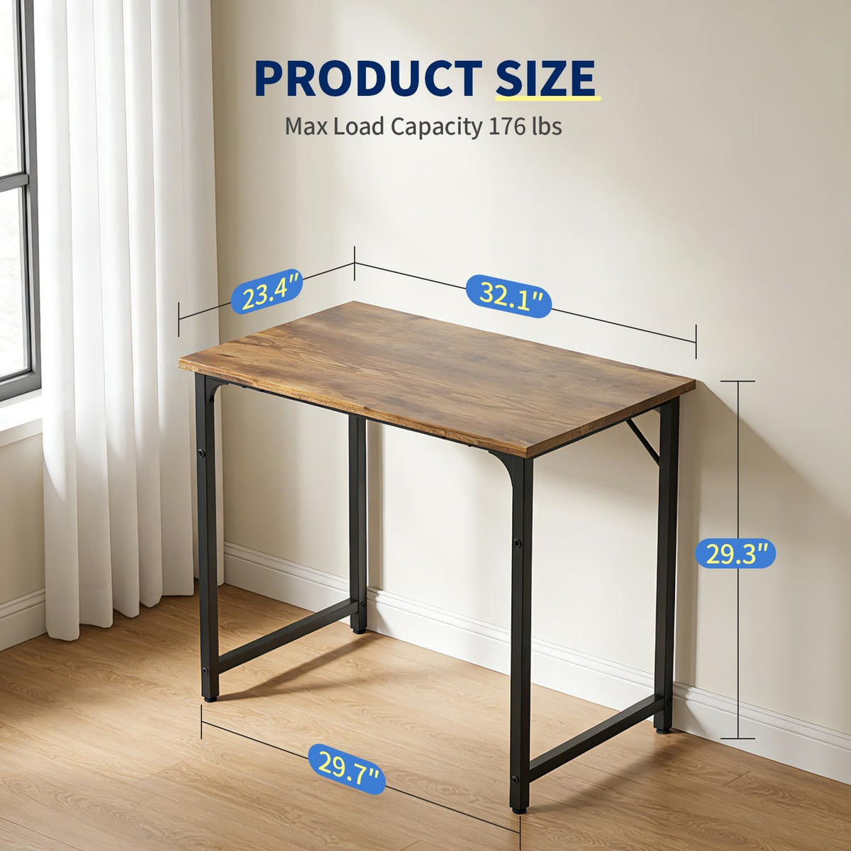 BestOffice Computer Desk with Metal Frame, Brown