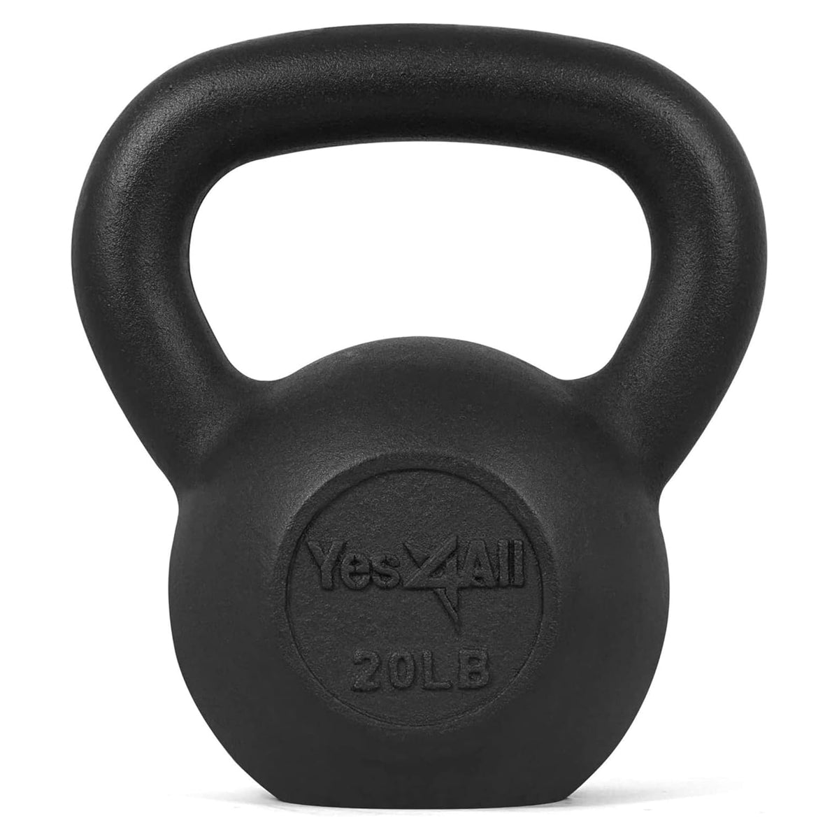 Yes4All Solid Cast Iron Kettlebell, 20 lbs, Black