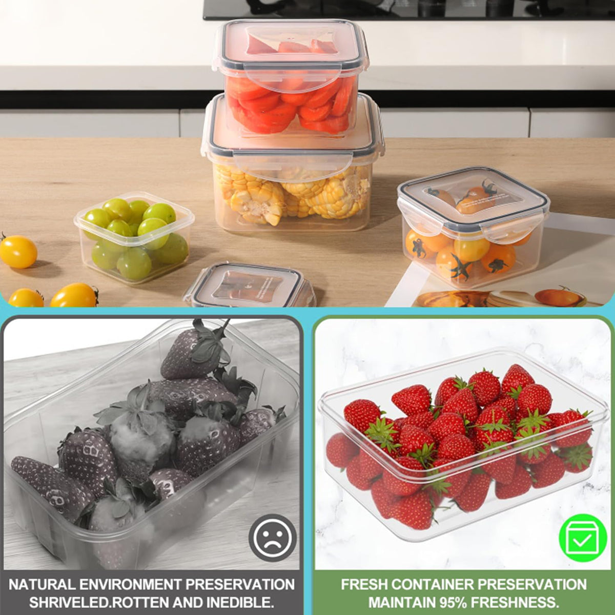 Pure Future 50-Piece Plastic Food Storage Container Set