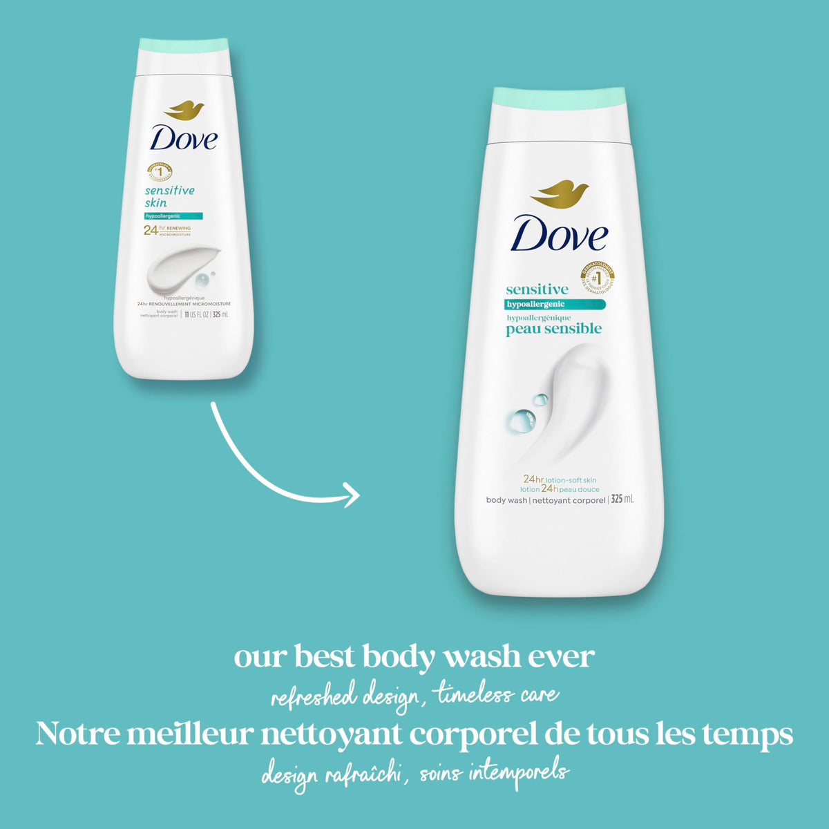 Dove Sensitive Skin Body Wash, 325 ml (4 Pack)