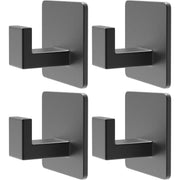 PMMASTO Self-Adhesive Aluminium Wall Hooks, 4-Pack, Black