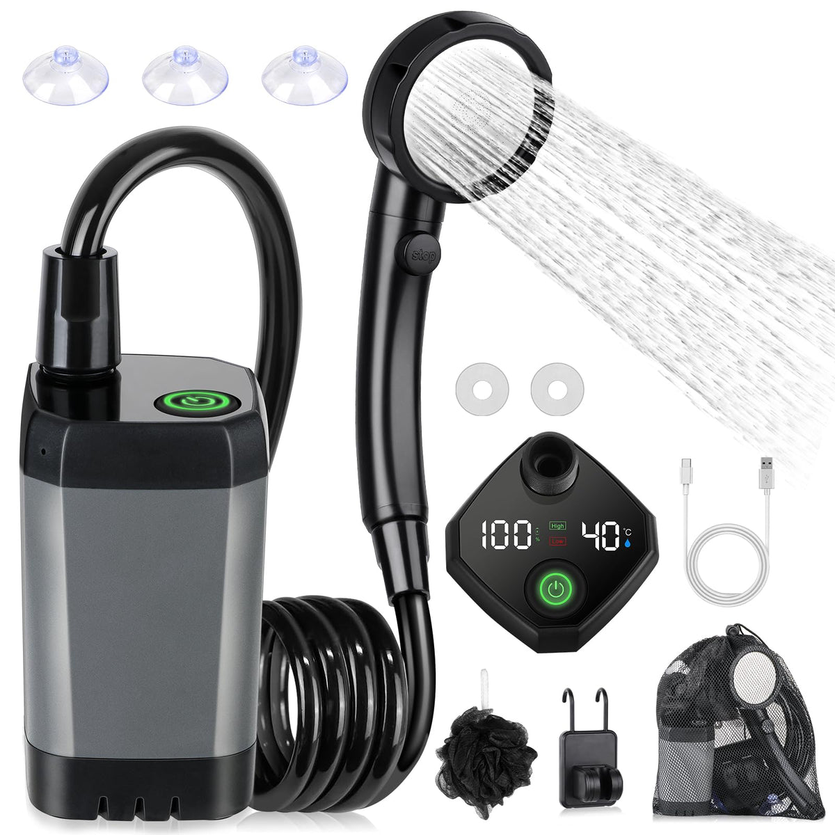 Spopal 6000mAh Rechargeable Portable Camping Shower