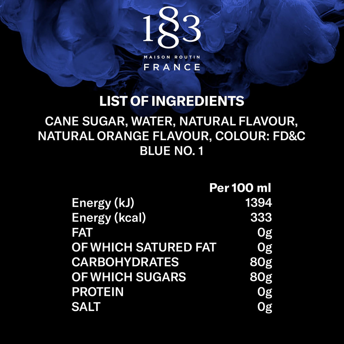 1883 Maison Routin Blue Curaçao Syrup, 1 L